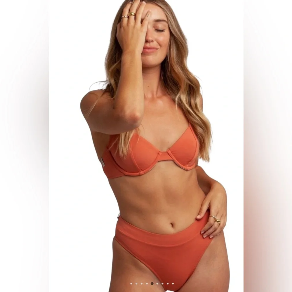 Rhythm Livin’ Swim Bright Orange Cheeky Bikini Swimsuit Bottoms Womens Size 10 - Picture 2 of 6